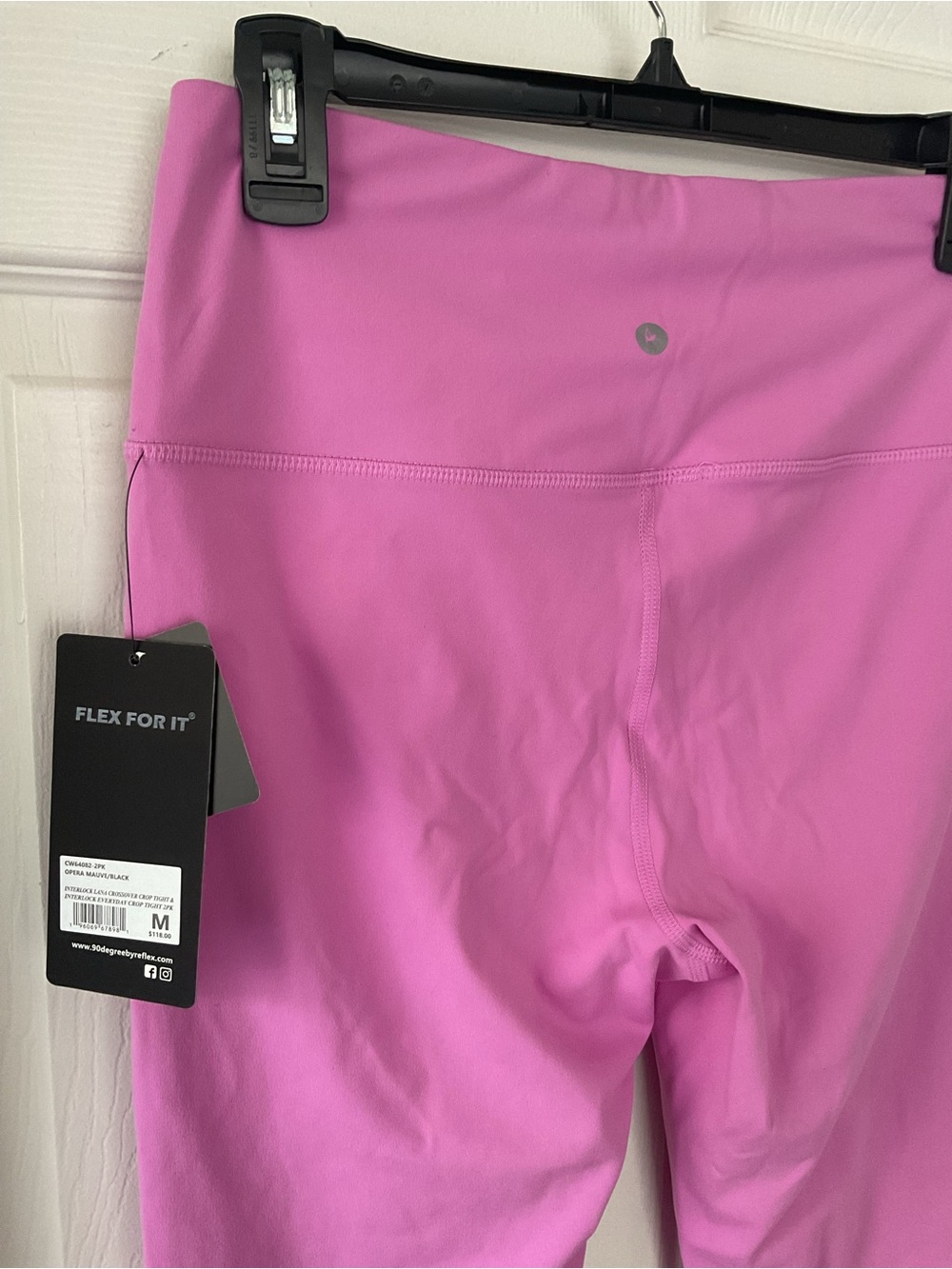 90 Degree By Reflex Crossover High Waist Crop Leggings Pink Size M NWT - Picture 5 of 10